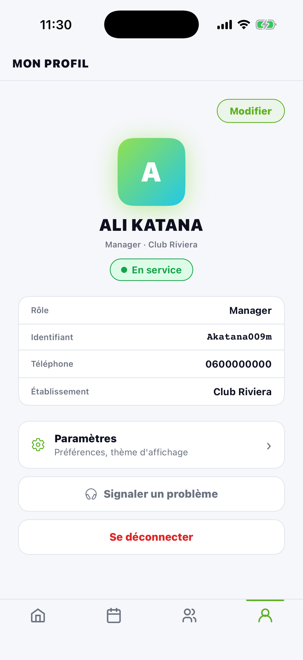 App SPOT Pro Employé — profil employé